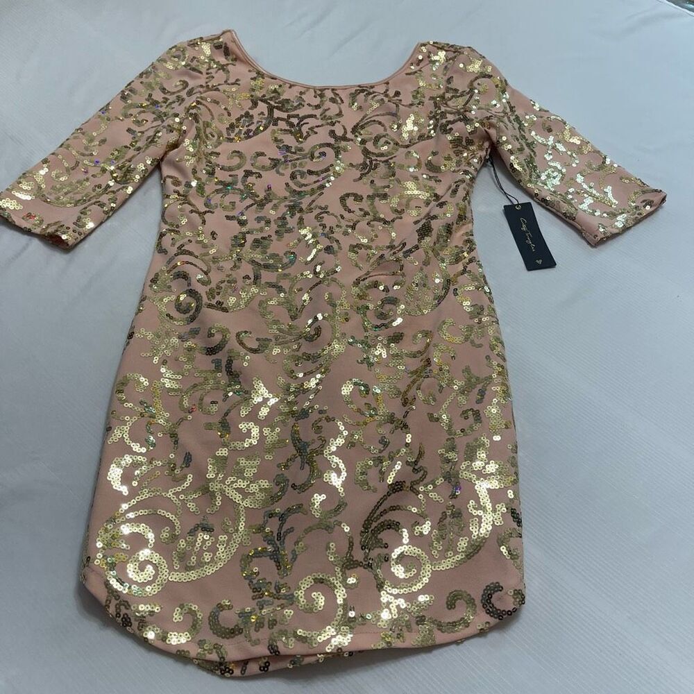 NWT City Triangles Pink Gold Y2k Sequin Dress Size Large New